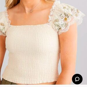 Gimmicks by buckle ruched peasant top